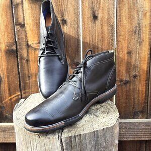NEW IN BOX: MARK NASON - SKECHERS MORLEY BLACK LEATHER BOOTS + FREE SHOE TREES.